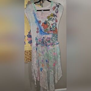 Free People Beach Floral Asymmetrical Dress with Multicolor Design